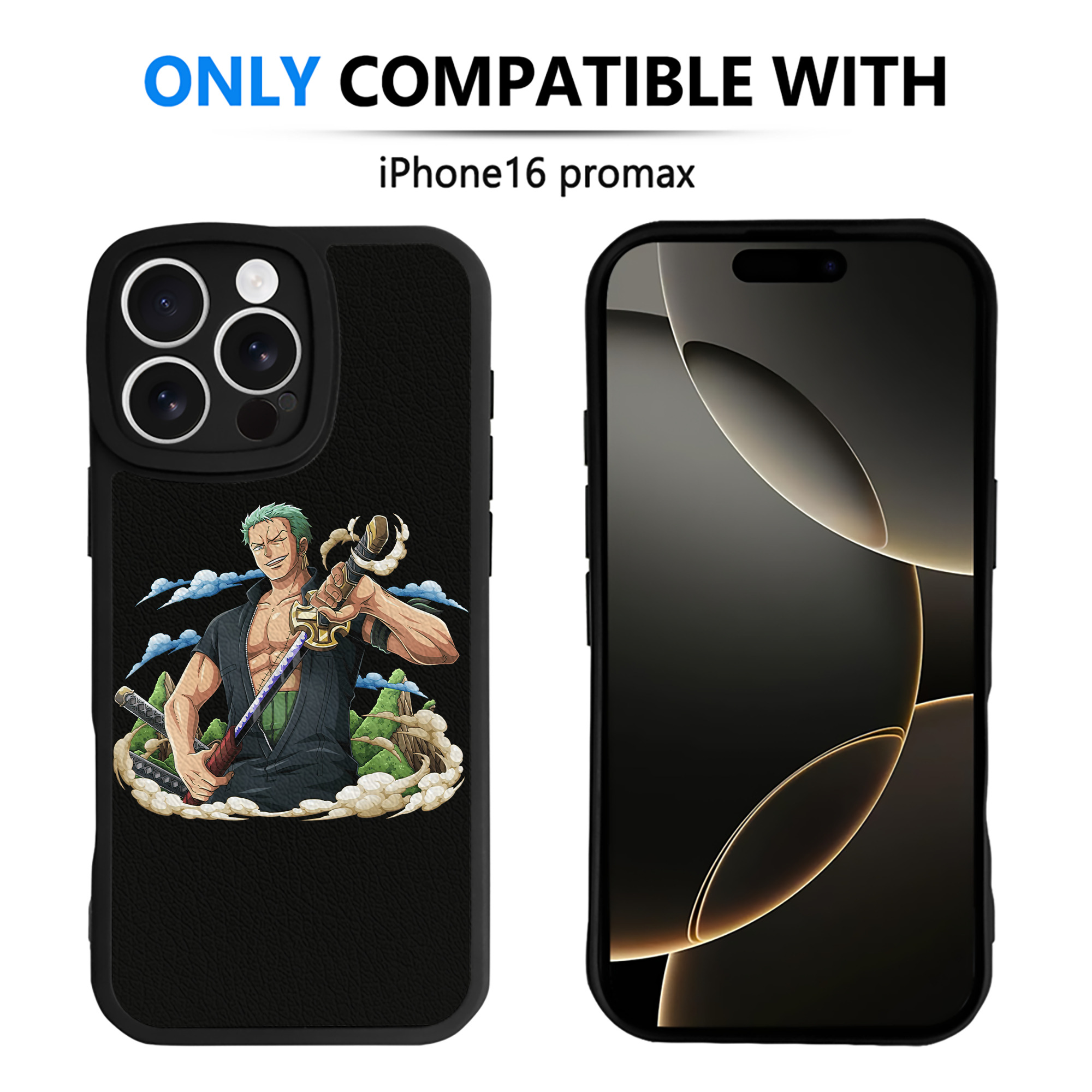 （画像用） ワンピース ロロノア・ゾロ ONE PIECE Roronoa Zoro 【iPhone 16シリーズ対応】シリコンスマホケース（レザー調） 材質：シリコン